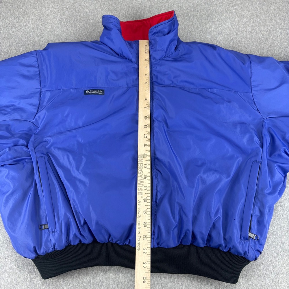 VNTG Columbia Duck Down Puffer Jacket Mens XL Blue Red Reversible Duck Down Coat - Picture 3 of 16